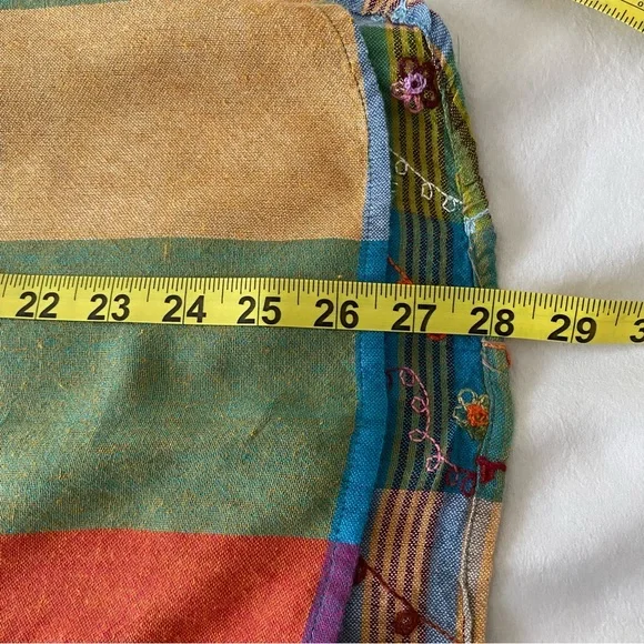 Soft Surroundings Plaid Embroidered Shirt Button Up Floral Blouse Size PS - Picture 7 of 7